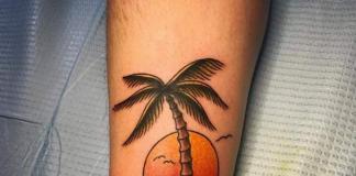 Palm tree tattoo: meaning for girls and guys Palm tree tattoo on the leg meaning
